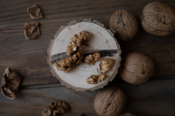 walnuts on wooden background