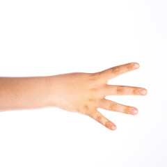 Number four counting, Child hand isolated on white
