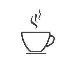 Coffee cup icon on white background. smoke icon. Vector illustration.