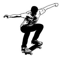 skateboarder sketch illustration - vector
