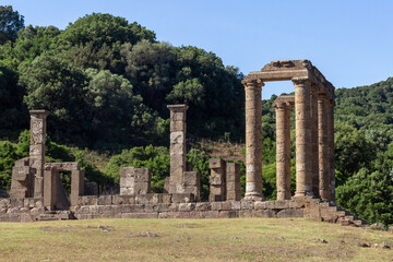 Fototapeta na wymiar Antique Roman Temple of Antas in ruins empty with no people in Sardinia, Italy