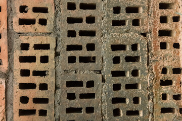 Old Air Brick Hollow Brick Dirty Pattern Wall Texture Background Construction