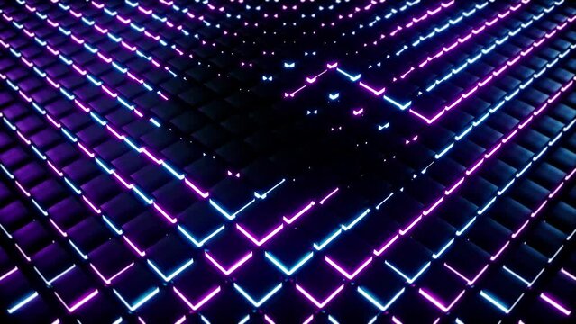 Neon Light Beam Cubes Sound Wave Equalizer
