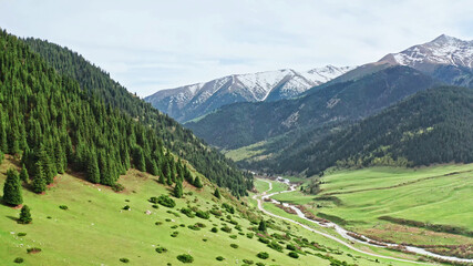 Fototapeta na wymiar Jeti Oguz gorge, Issyk-Kul lake, slopes of the Tien Shan mountains, Kyrgyzstan