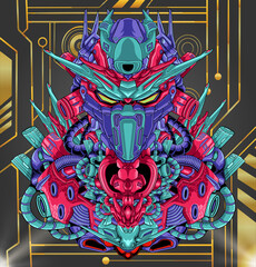 Futuristic robot character mecha illustration