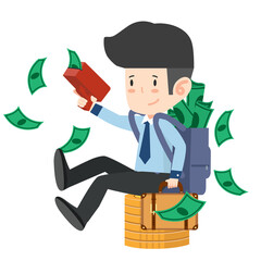 businessman  With Money Gun Cartoon concept