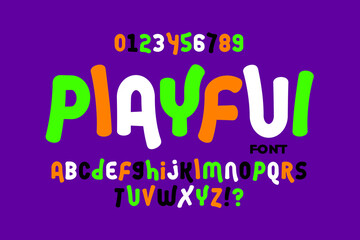 Playful style font design, alphabet letters and numbers vector illustration