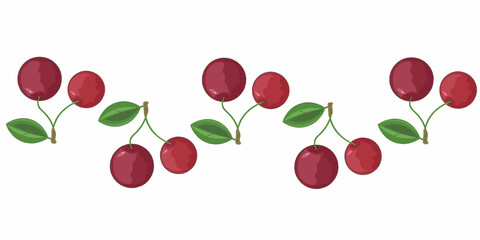cherry berry illustration with leaves