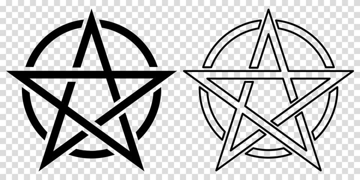 Pentacle icons. Magic, esoteric or magic symbols. Vector illustration isolated on transparent background