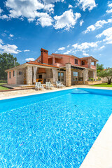 Croatia, Istria, Pula, holiday house with garden and pool - obrazy, fototapety, plakaty