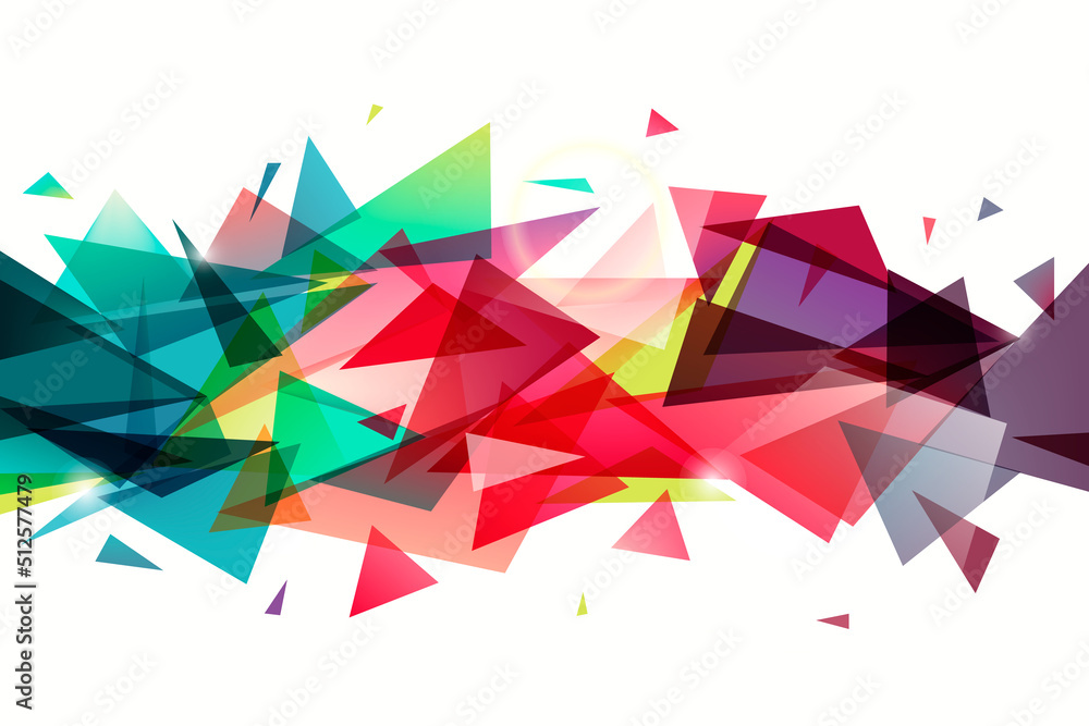 Poster vector colorful polygon abstract shape, horizontal orientation triangular banner. geometric shape, d