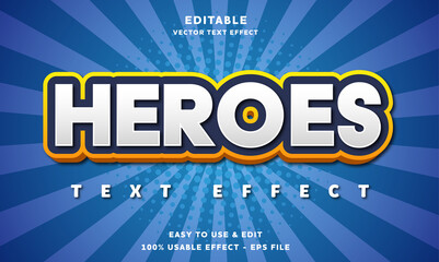 heroes editable text effect with modern and simple style, usable for logo or campaign title