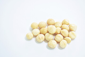 baking  macadamia peanut arranging on white background