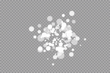 Abstract white bokeh effect explosion on transparent background.