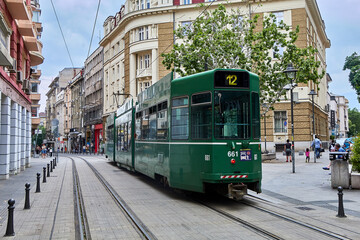 Fototapeta na wymiar Tramcar in Sofia, Bulgaria