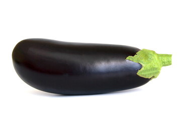 One fresh eggplant isolated on white background