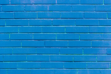 Blue paint brick wall of interior facade texture abstract background