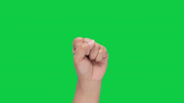 HAND (Green Sceen) hand signal - v sign for victory or peace sign
