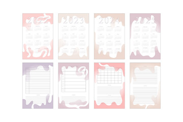 2022 2023 2024 2025 calendar and daily weekly monthly planner to do list with delicate minimalist design.