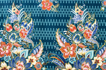 Batik sarong pattern background in Thailand, traditional batik sarong in Asian.