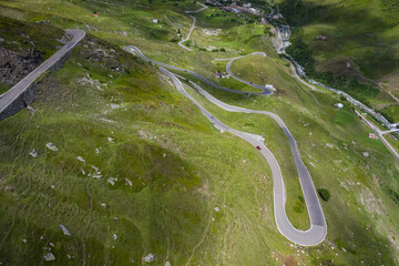 James Bond Street in Furkapass between wallis and uri cantons in Switzerland in the heart of the Alps in summer