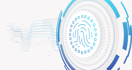 Image of network of connections and fingerprint on white background