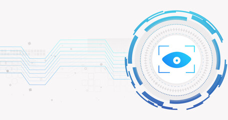 Obraz premium Image of network of connections and eye on white background