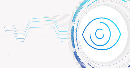 Obraz premium Image of network of connections and eye on white background