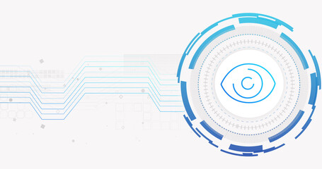 Obraz premium Image of network of connections and eye on white background