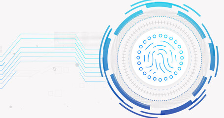 Image of network of connections and fingerprint on white background