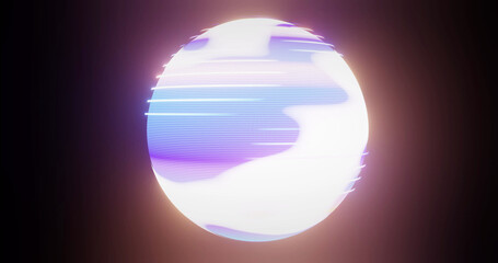 Image of moving shapes and globe on black background
