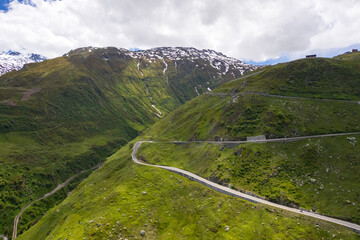 James Bond Street in Furkapass between wallis and uri cantons in Switzerland in the heart of the...