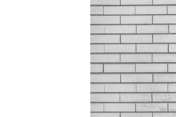 Dirty grey brick wall texture isolated on white background