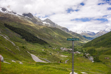 James Bond Street in Furkapass between wallis and uri cantons in Switzerland in the heart of the...