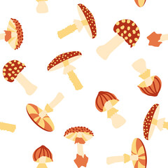 Magic mushrooms seamless pattern. Psychedelic hallucination. 60s hippie colorful art. Vintage psychedelic textile, fabric, wrapping, wallpaper.