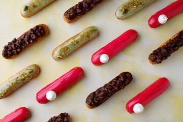 Colorful eclair in a great background