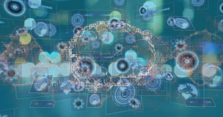 Image of brain and data processing over road