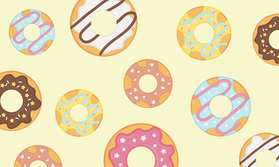 Fototapeta na wymiar Tasty donuts background