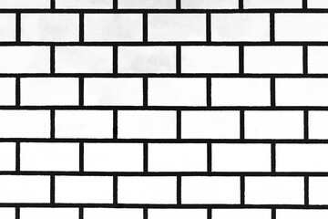 White brick wall bright texture blocks with black cement concrete masonry light background