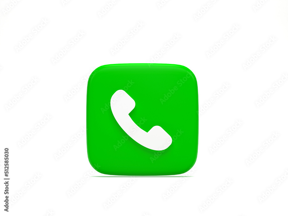 Aufkleber 3d rendering, 3d illustration. telephone icon accept call button. answer incoming call on white back