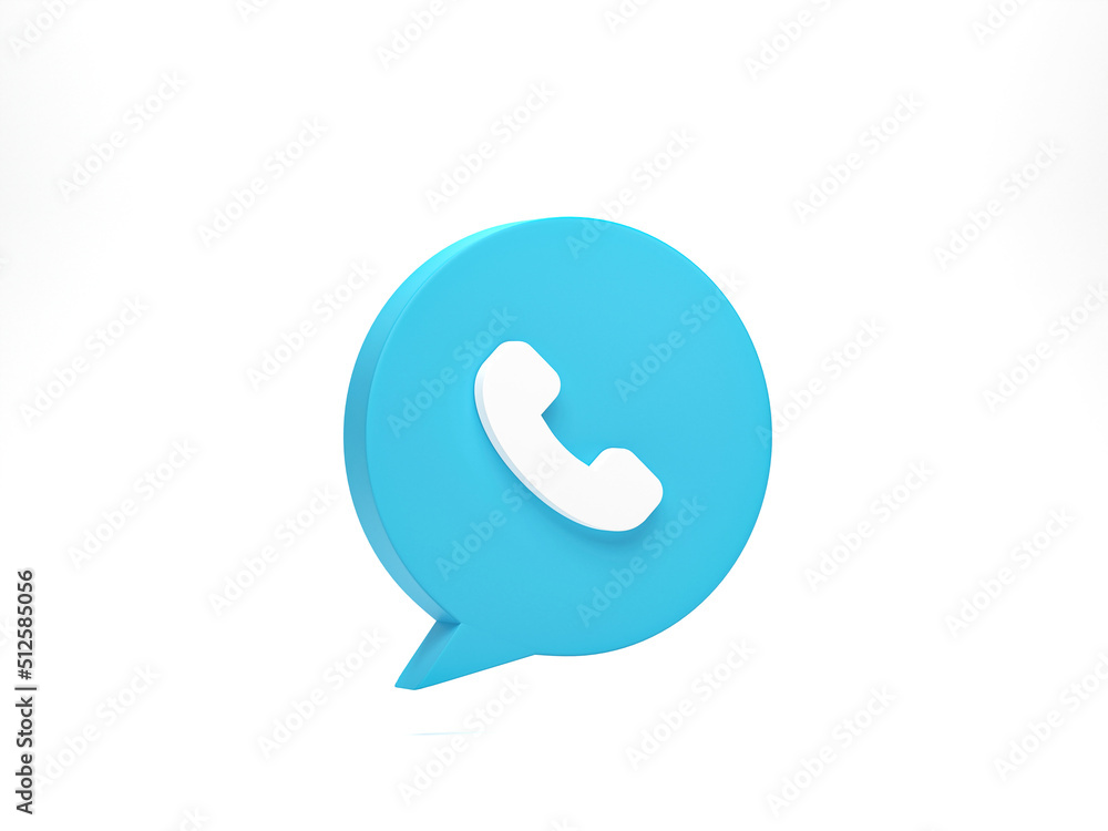 Aufkleber 3d rendering, 3d illustration. phone call icon in speech bubble isolated on white background. teleph