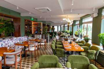 Interior of modern style italian restaurant