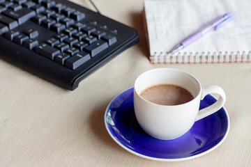 coffee in white cup on saucer