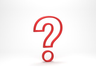 3D rendering, 3D illustration. Question mark icon isolated on white. Business support. FAQ and QA concept.