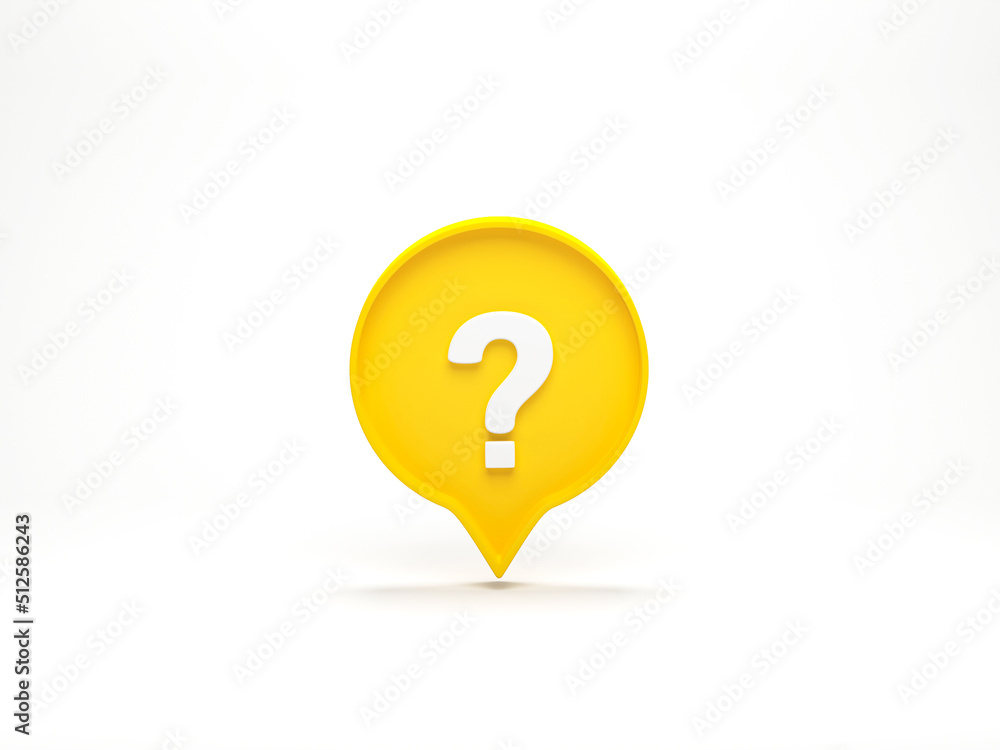 Poster 3d rendering, 3d illustration. question mark icon in speech bubble on white background. business sup