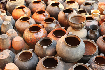 Old vintage clay pottery.