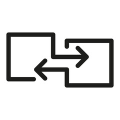 Fototapeta premium black direction arrows for transfer, sync, migration data. traffic bridge or exchange concept vector. linear isolated on white background