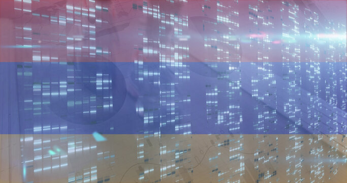 Image of flag of armenia over data processing - Powered by Adobe