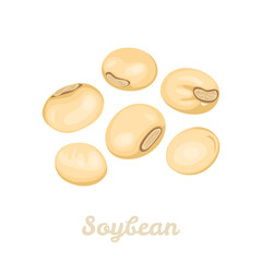 Soybeans isolated on white background. Vector illustration of legumes in cartoon flat style. Food icon.
