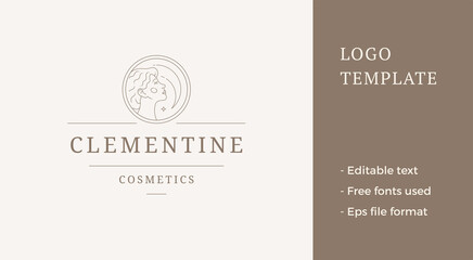 Romantic esoteric woman meditation freedom harmony balance monochrome line art logo vector